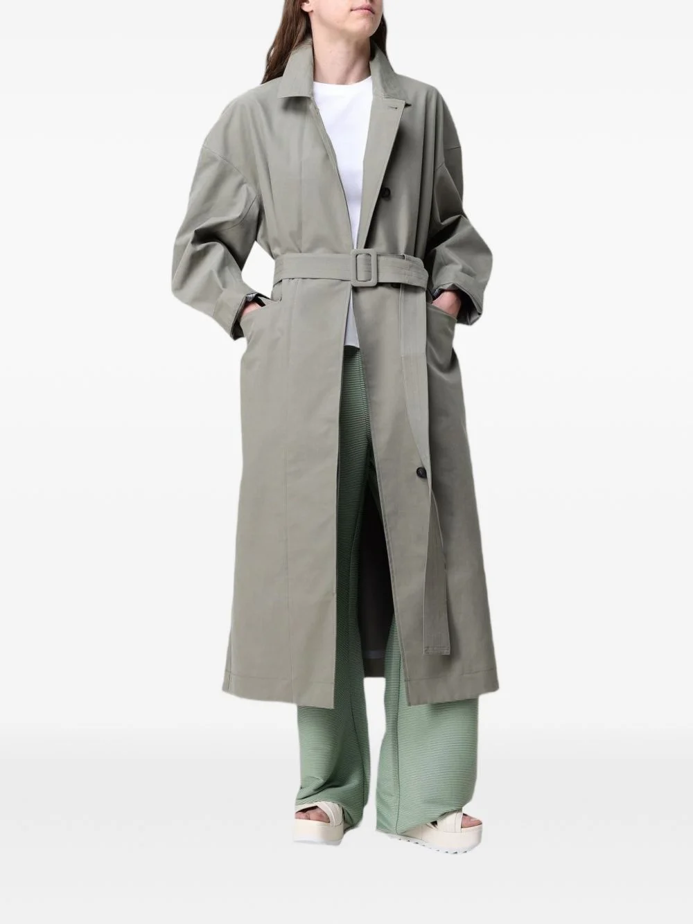 belted single-breasted trench coat - 1