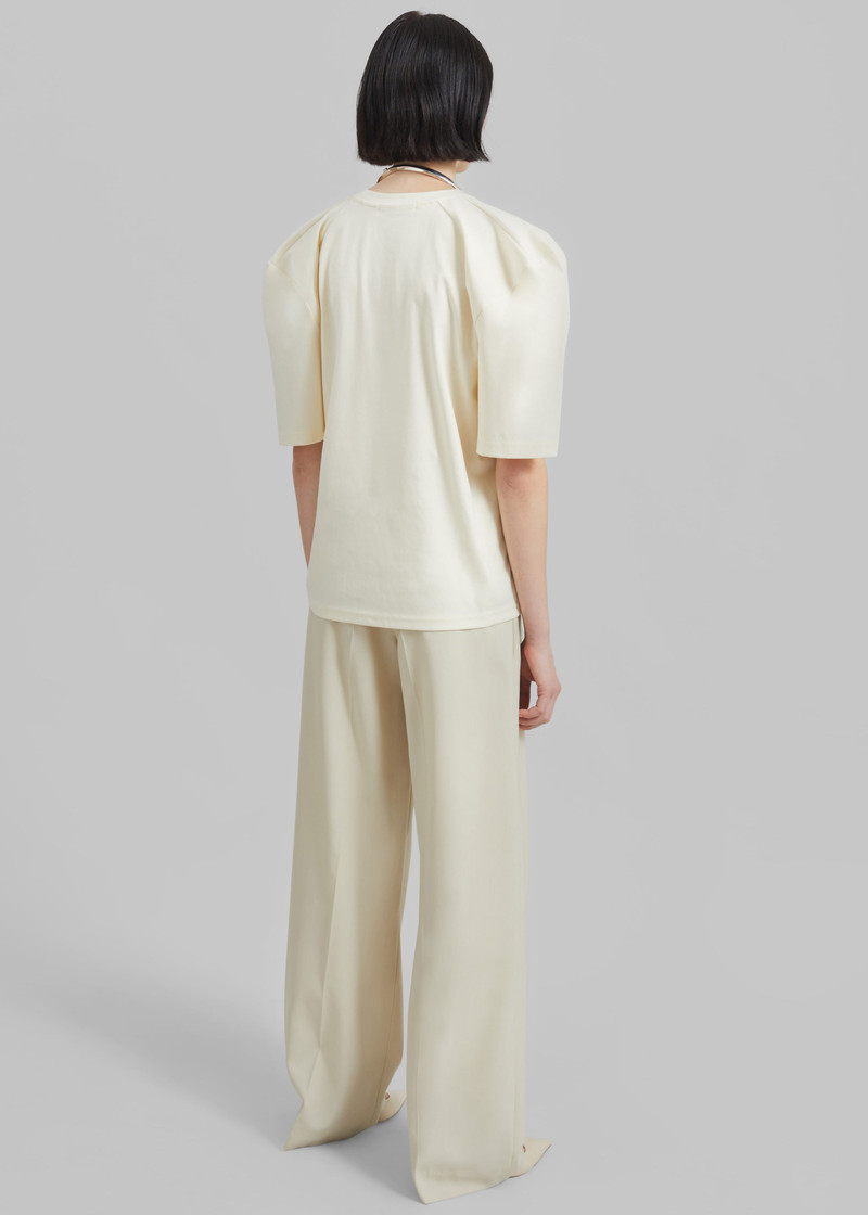 Laval Sculpted Sleeve T-Shirt - Cream 5