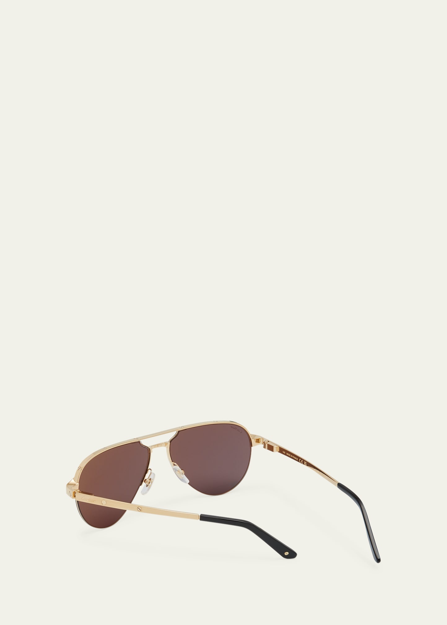Men's Half-Rim Metal Aviator Sunglasses with Logo - 3
