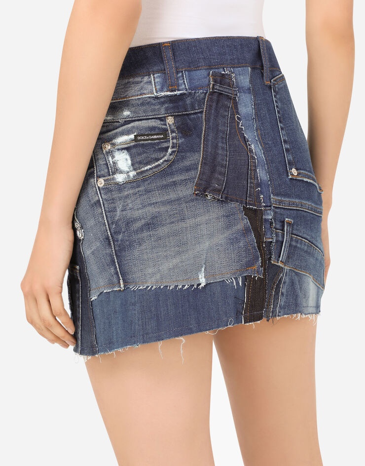 Patchwork denim miniskirt - 5