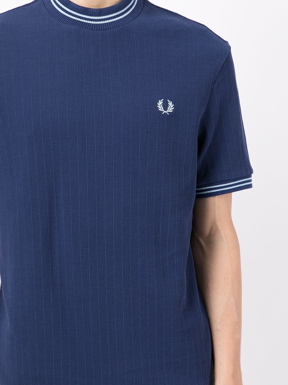 embroidered-logo ribbed T-shirt - 5