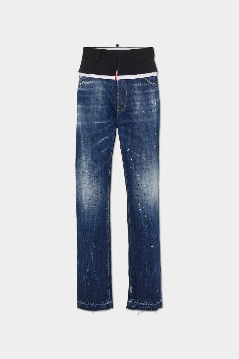 MEDIUM WHITE & BLUE SPOTS LOOSE JEANS 1