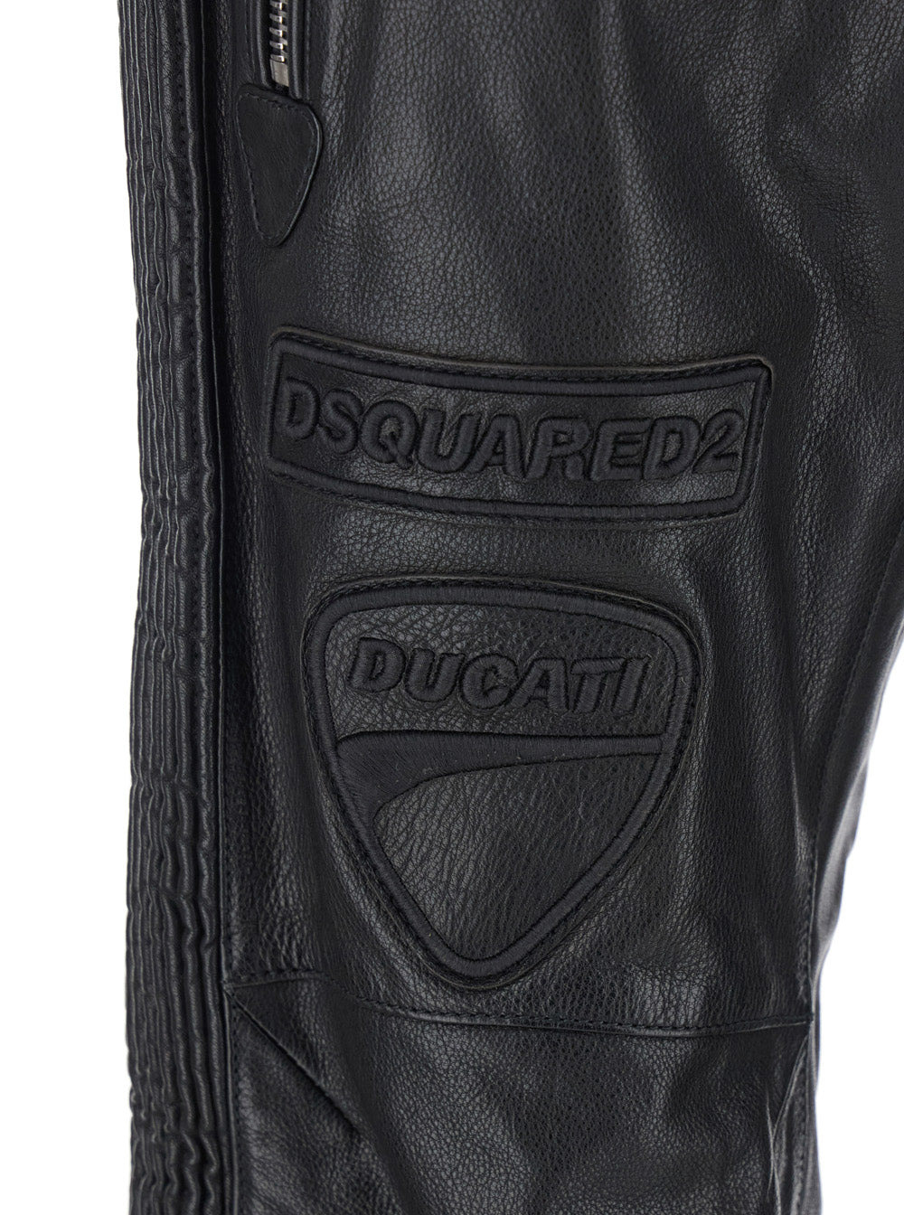Dsquared2 Men 'Ducati X D2' Black Pants With Two Front Zip Closure And Logo Patches On The Front In  - 3