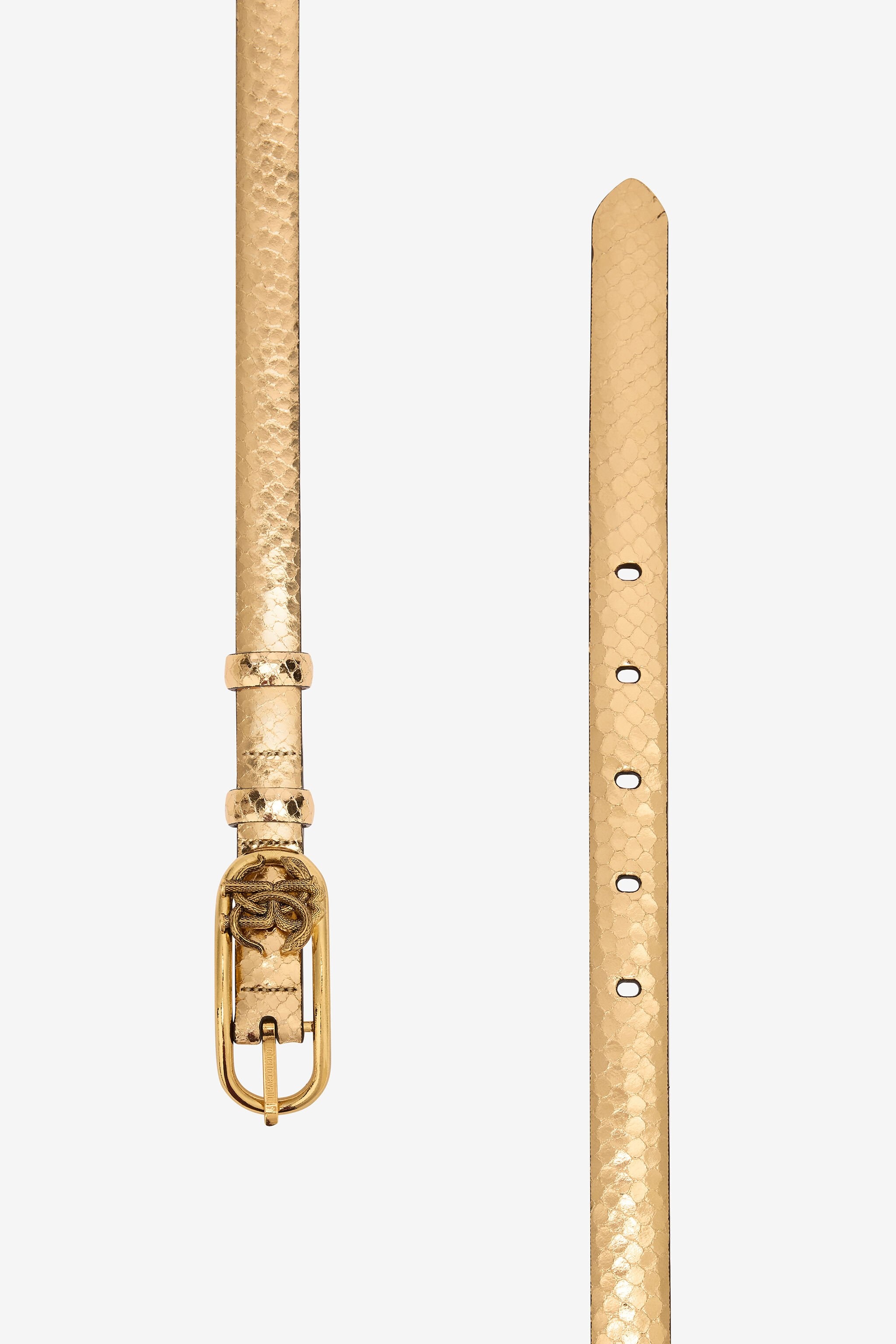 Snake-Print Laminated Leather Belt - 2