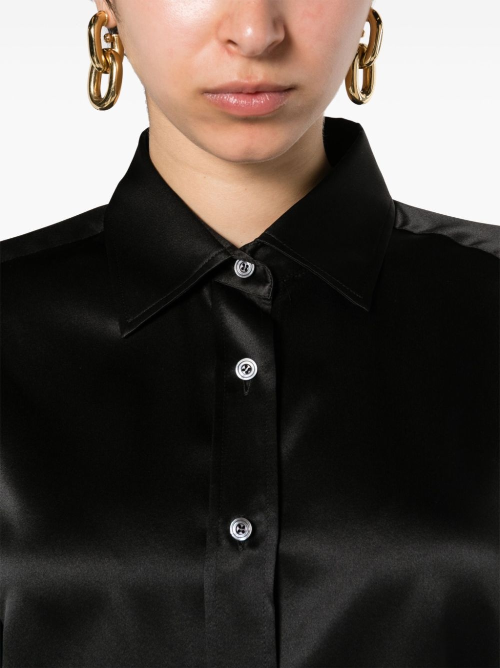 classic-collar silk shirt - 5