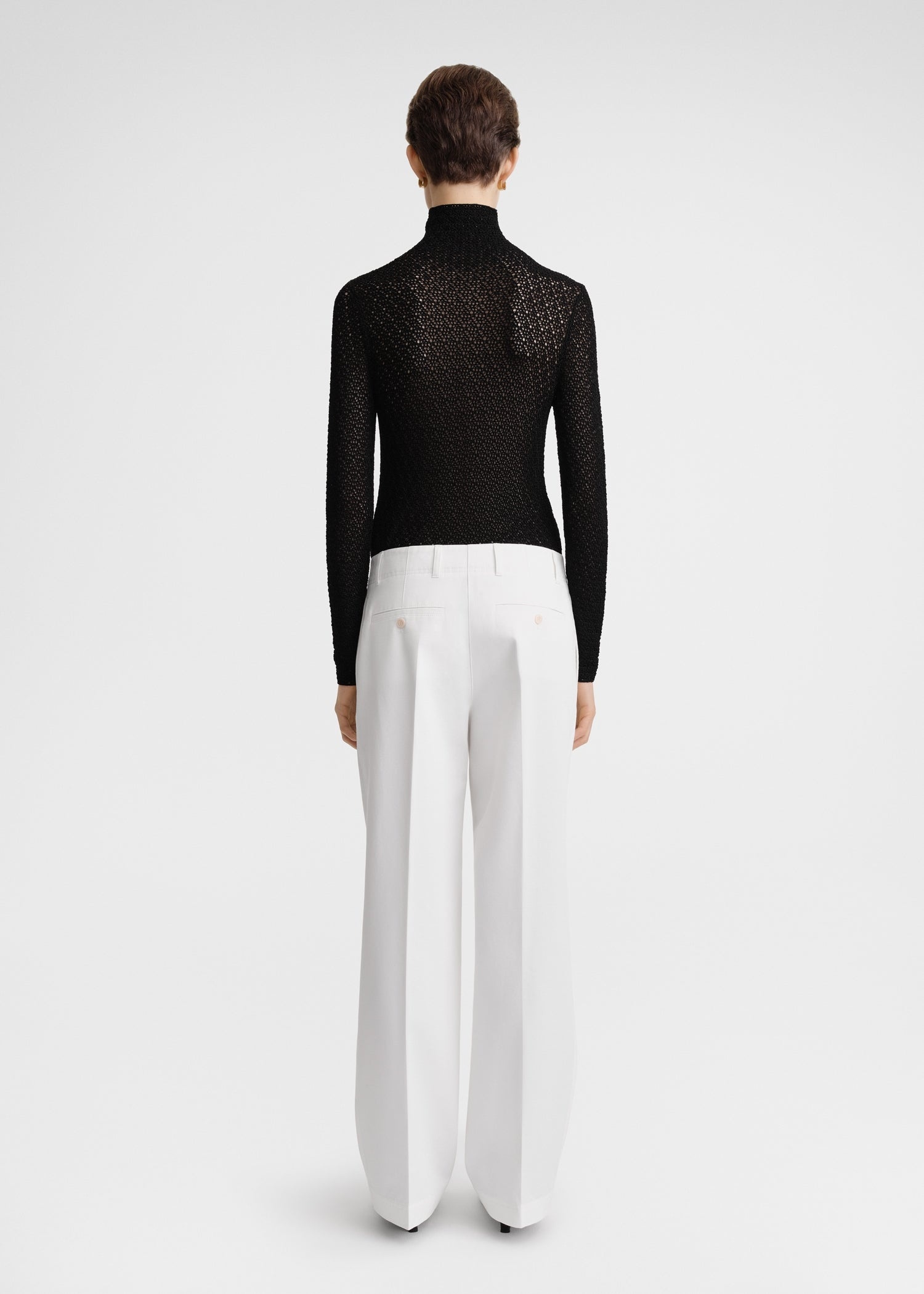 High-neck crochet top black - 4