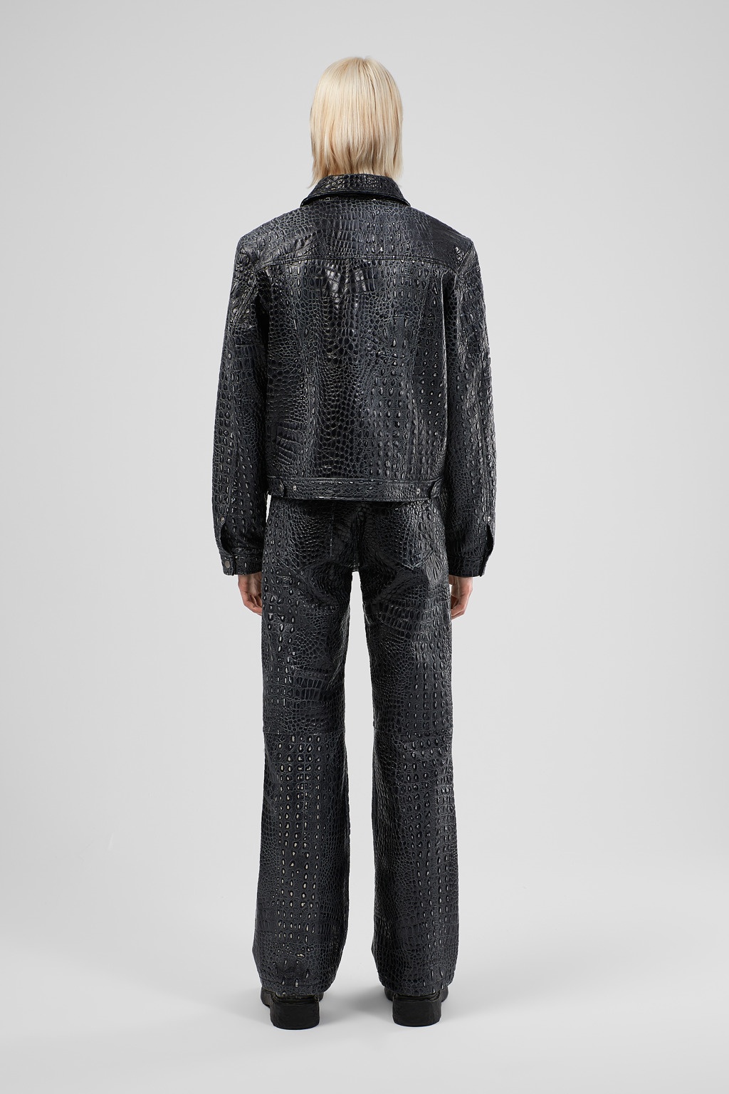 Dark Gray Leather Jacket - 5