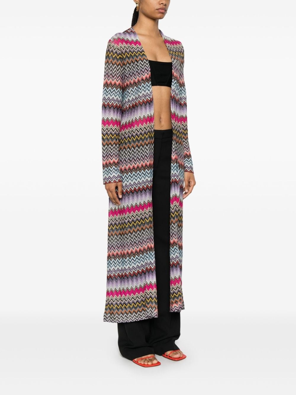 zigzag knitted cardi-coat - 3