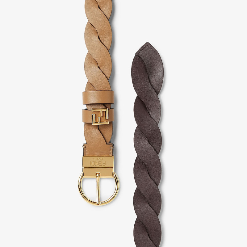 FF Belt Mahogany brown and cappuccino leather reversible belt 3