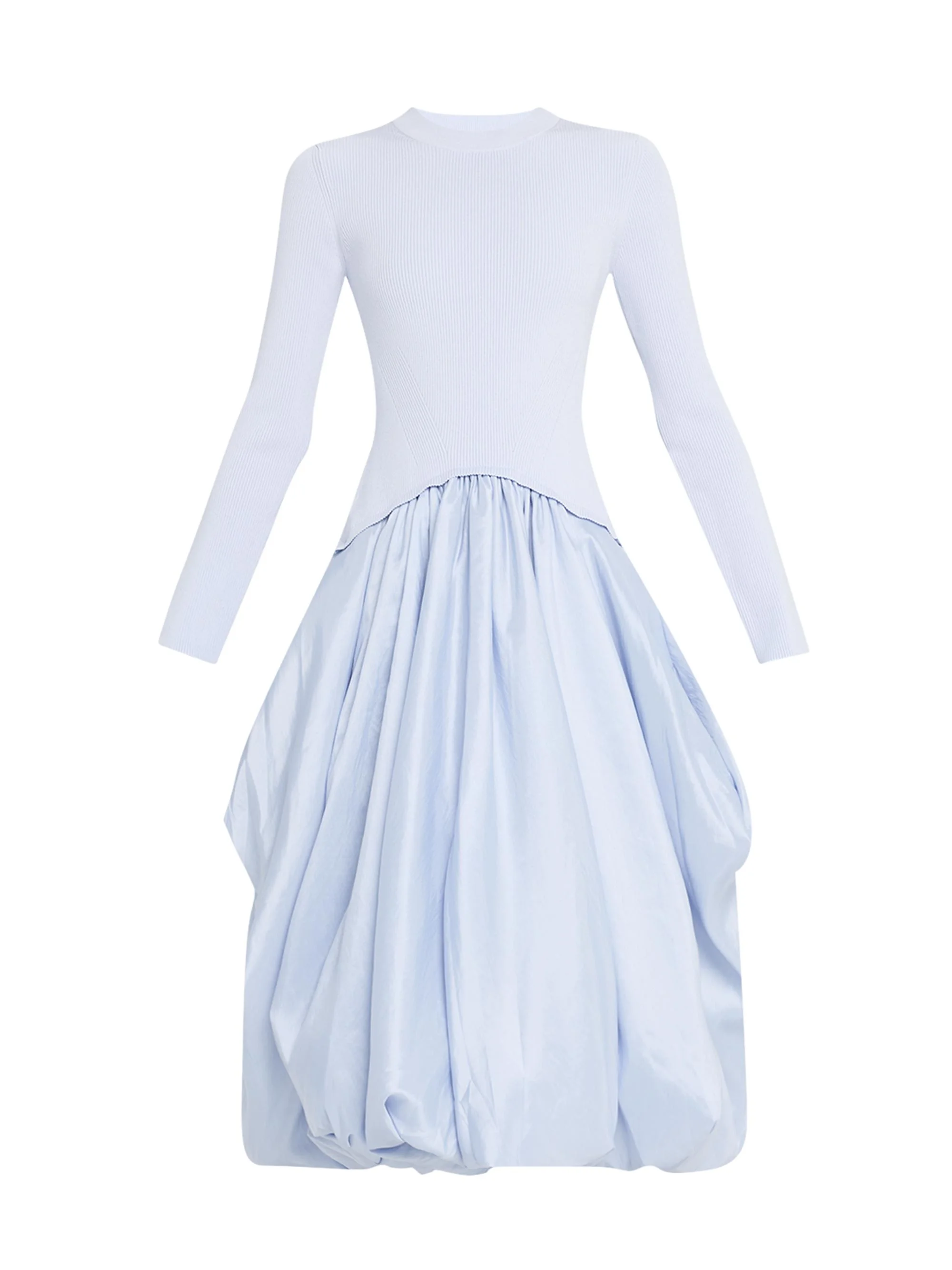 Women's Kenlie Mixed-Media Bubble Skirt Midi-Dress - Blue - 1