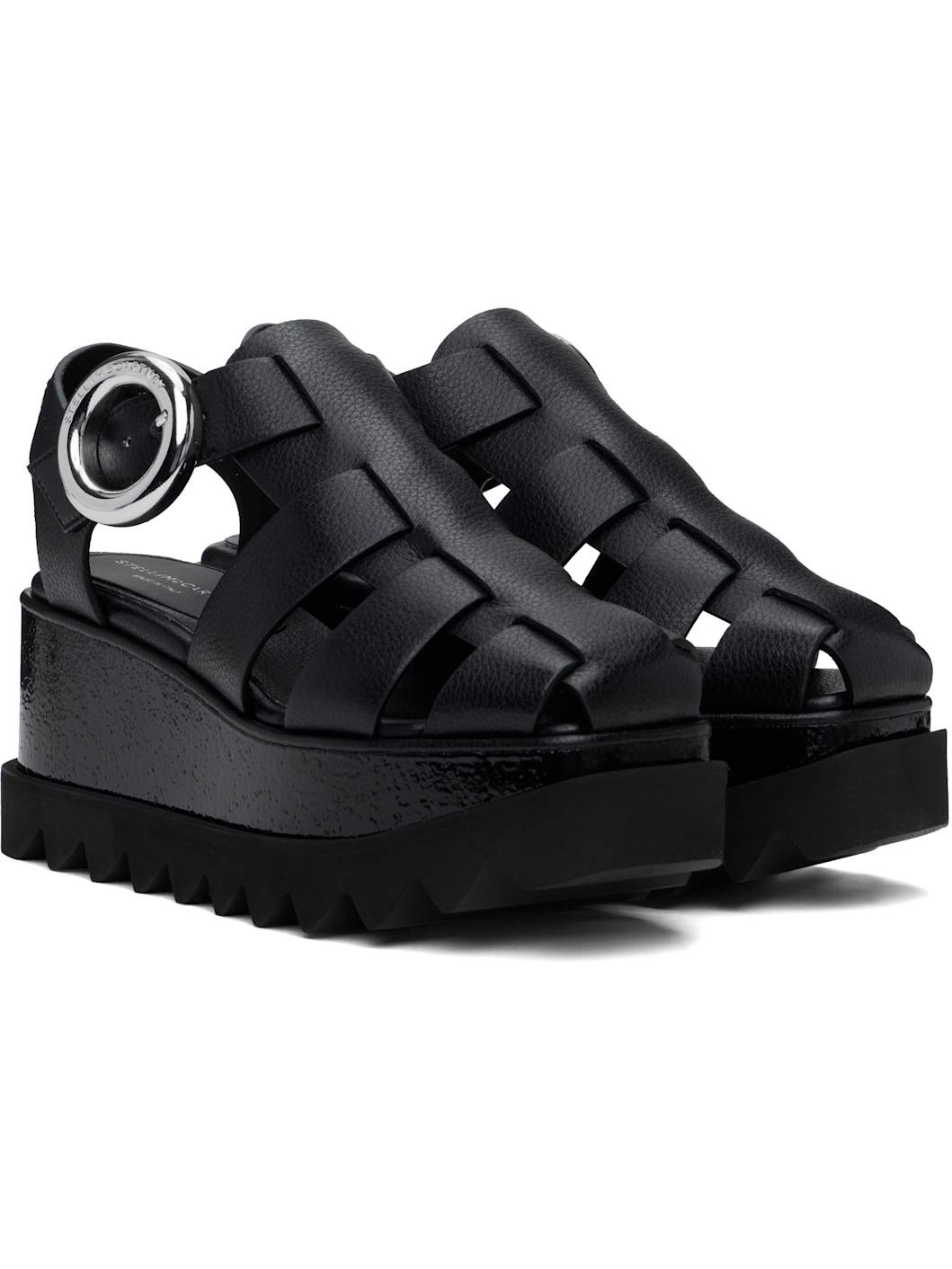 Black Elyse Platform Heeled Sandals - 4