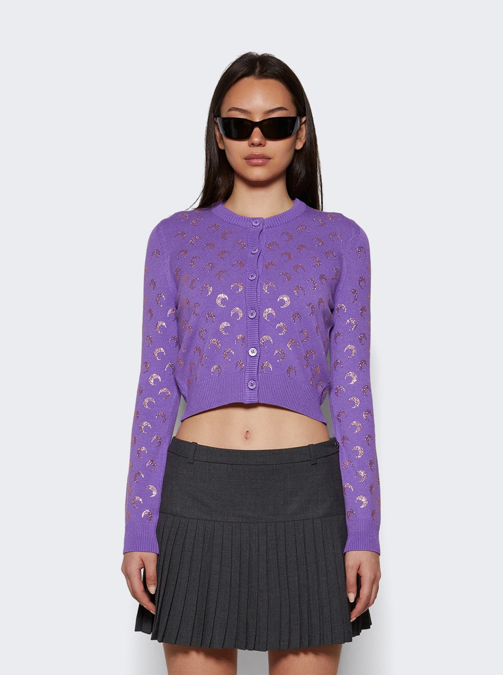 Moon Strass Knit Fitted Cardigan Lavender - 2