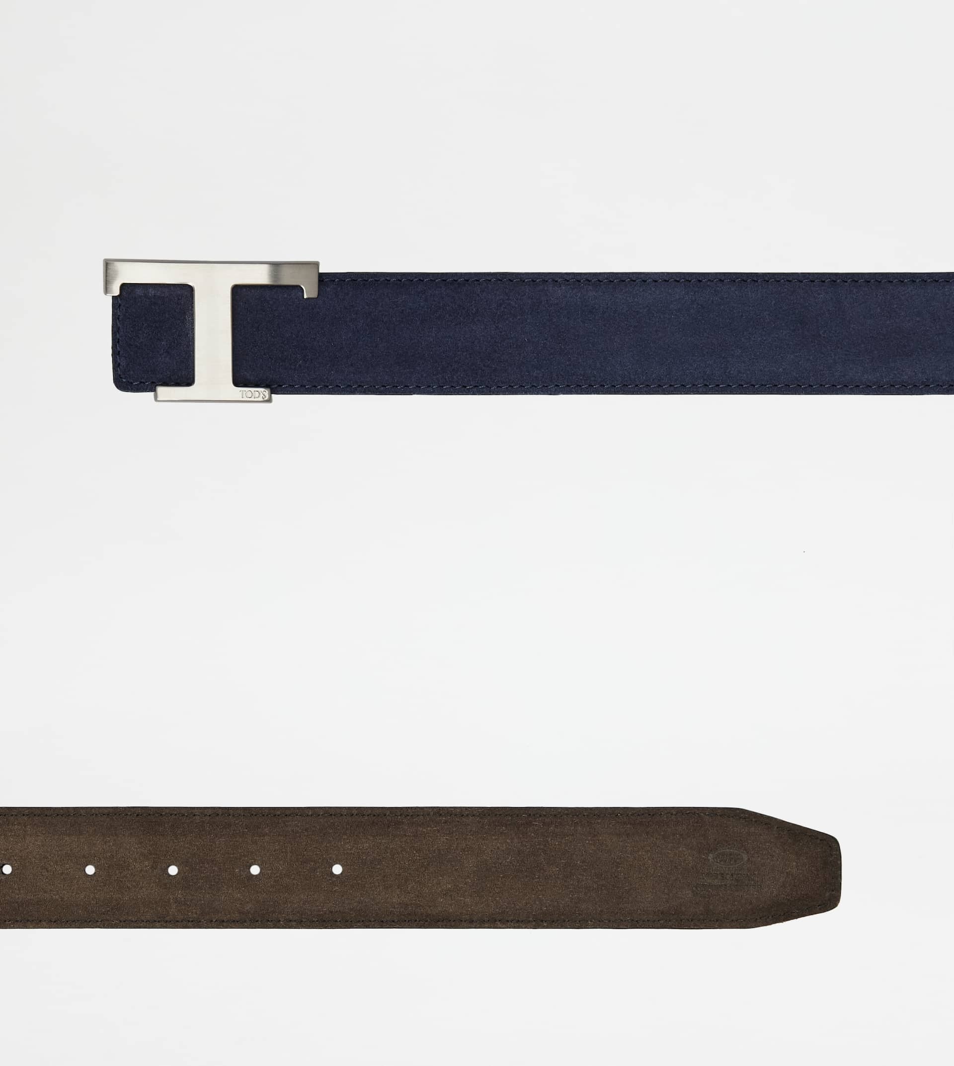 T TIMELESS REVERSIBLE BELT IN SUEDE - BLUE, BROWN - 3