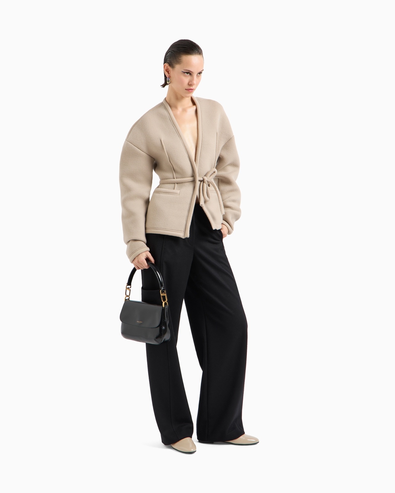SINGLE-BREASTED JACKET IN VISCOSE AND CASHMERE JERSEY - 2