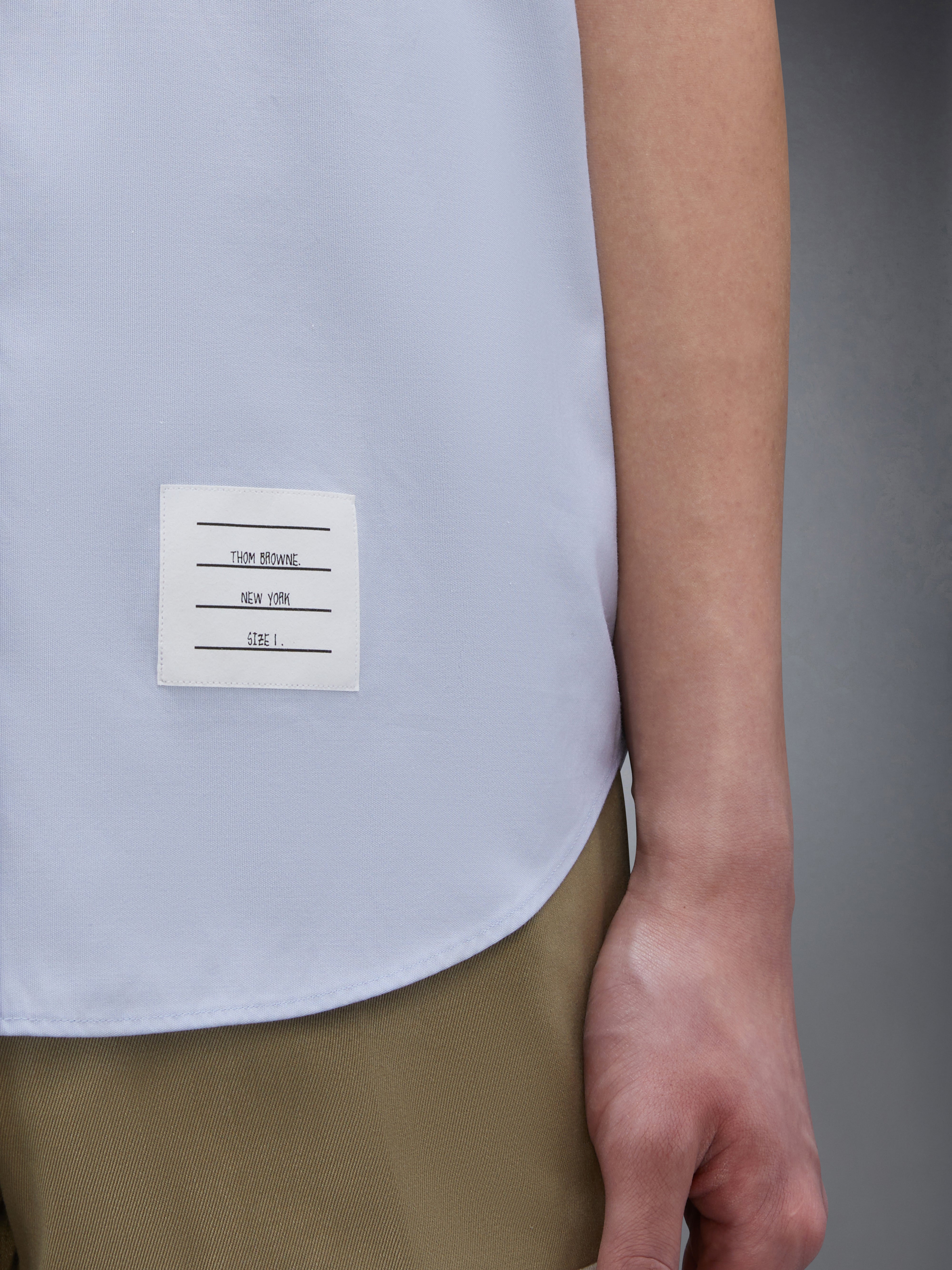 Light Blue Cotton Poplin Short Sleeve Satin Weave 4-Bar Shirt - 6