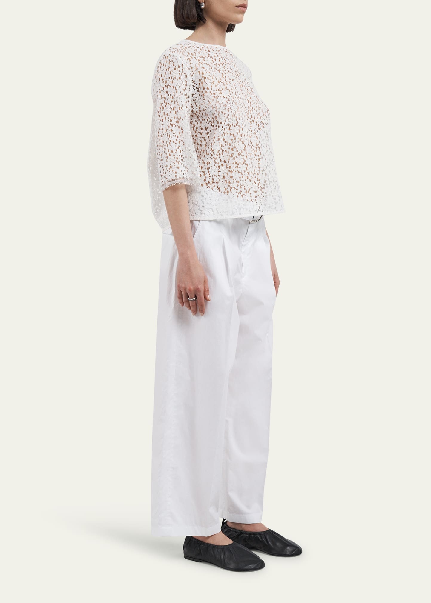 Belted Wide Leg Cropped Pants - 5