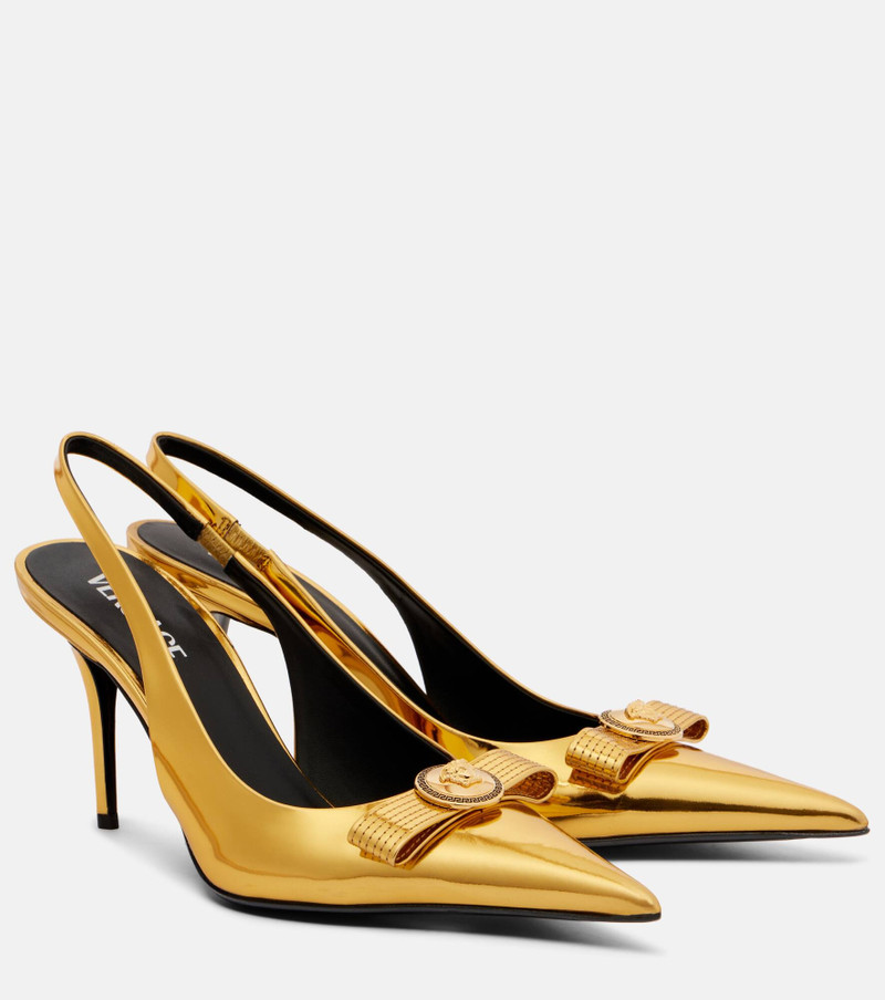 Gianni Ribbon 85 leather slingback pumps 1