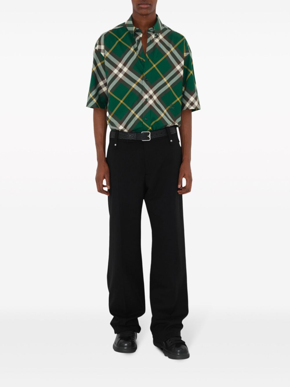Burberry Men Check Motif Cotton Shirt - 6