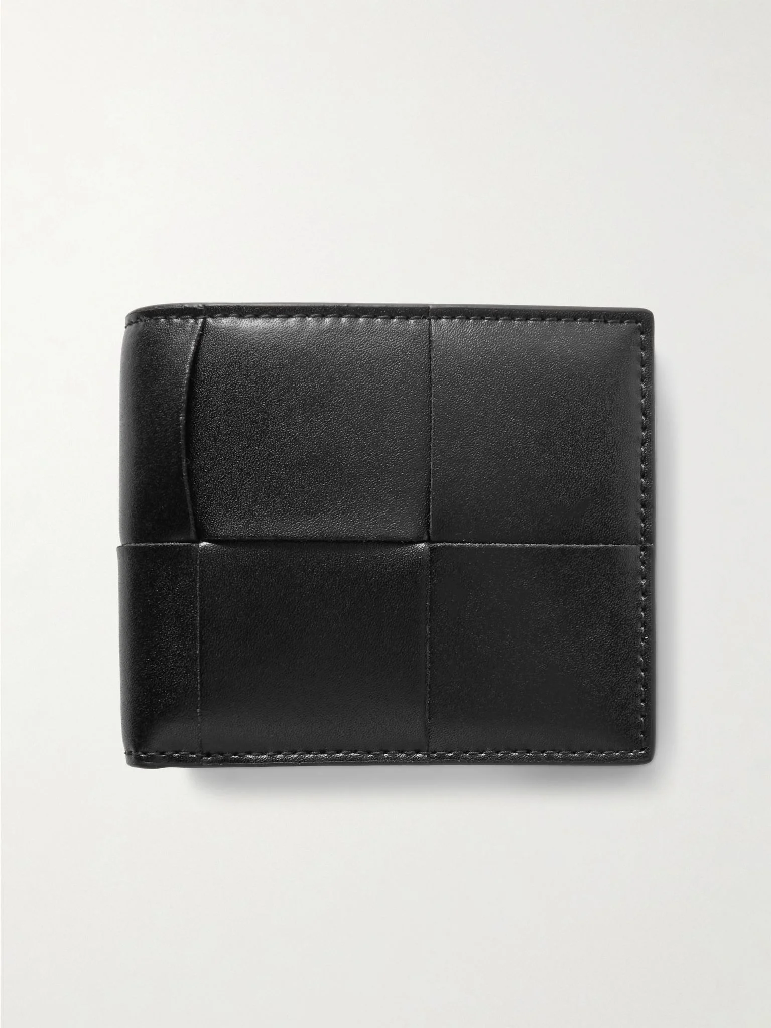 Cassette Intrecciato Leather Billfold Wallet Black - 1