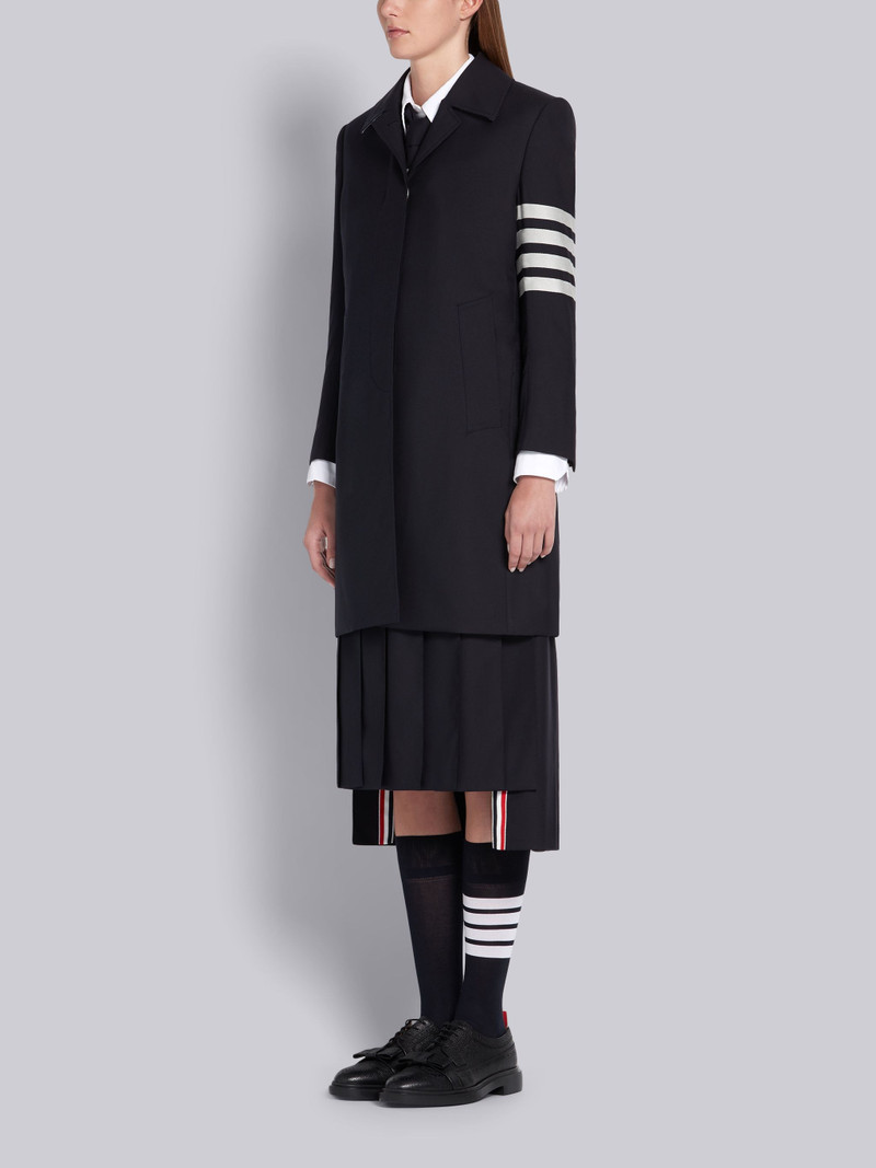 Thom Browne Navy Plain Weave Suiting Classic Overcoat outlook