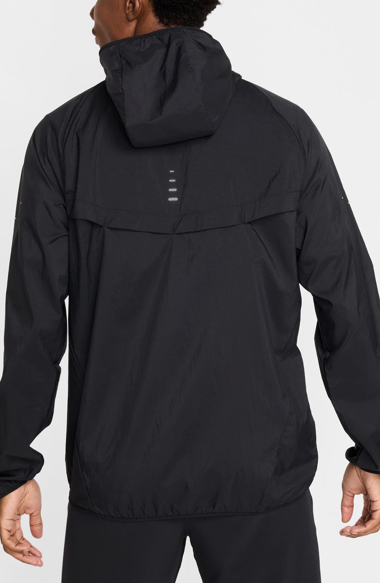 Nike Stride Dri-FIT UV Hooded Running Jacket in 010 Black/refsil at Nordstrom - 2