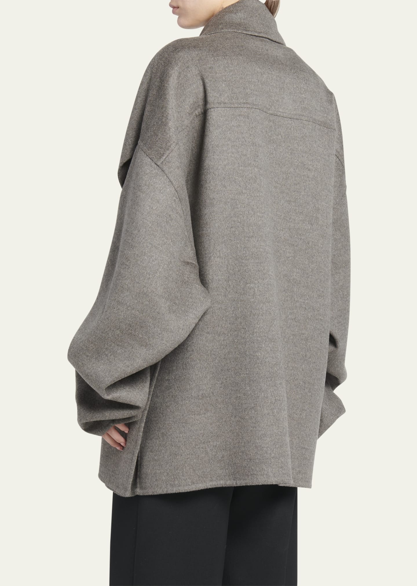 Oversized Light Double Wool Cashmere Jacket - 3