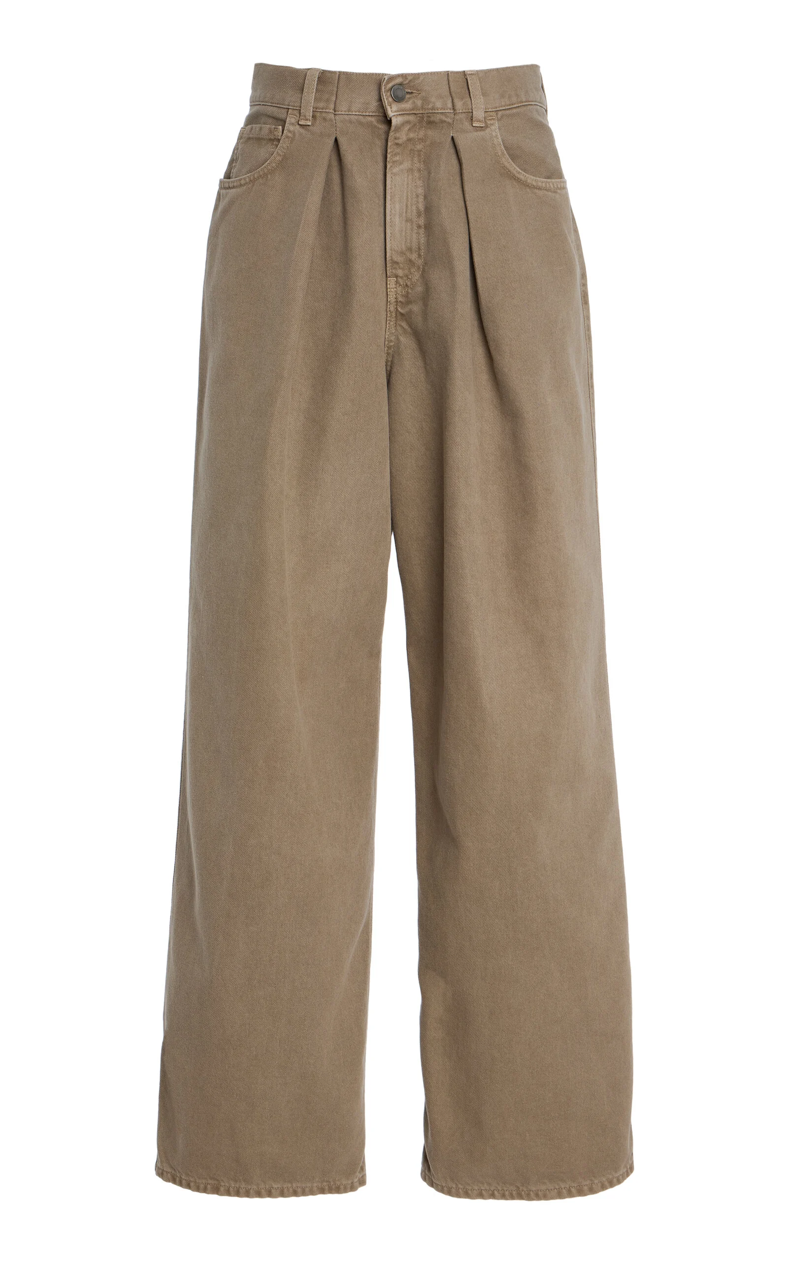 Candy Pleated Stretch Low-Rise Wide-Leg Jeans brown - 1