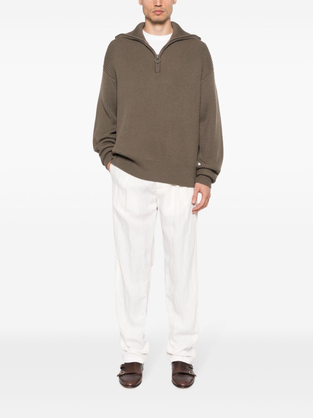 crinkled-finish straight-leg trousers - 2