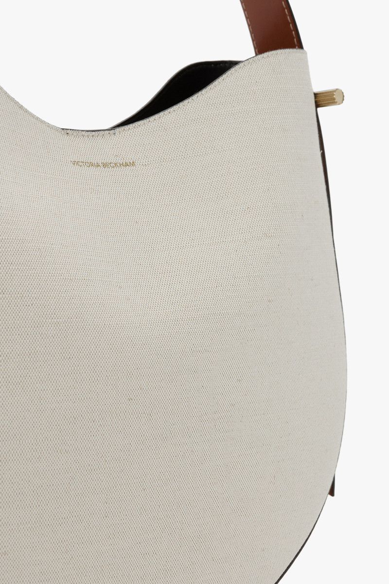 Dia Hobo Bag In Ivory Canvas With Tan Leather 6