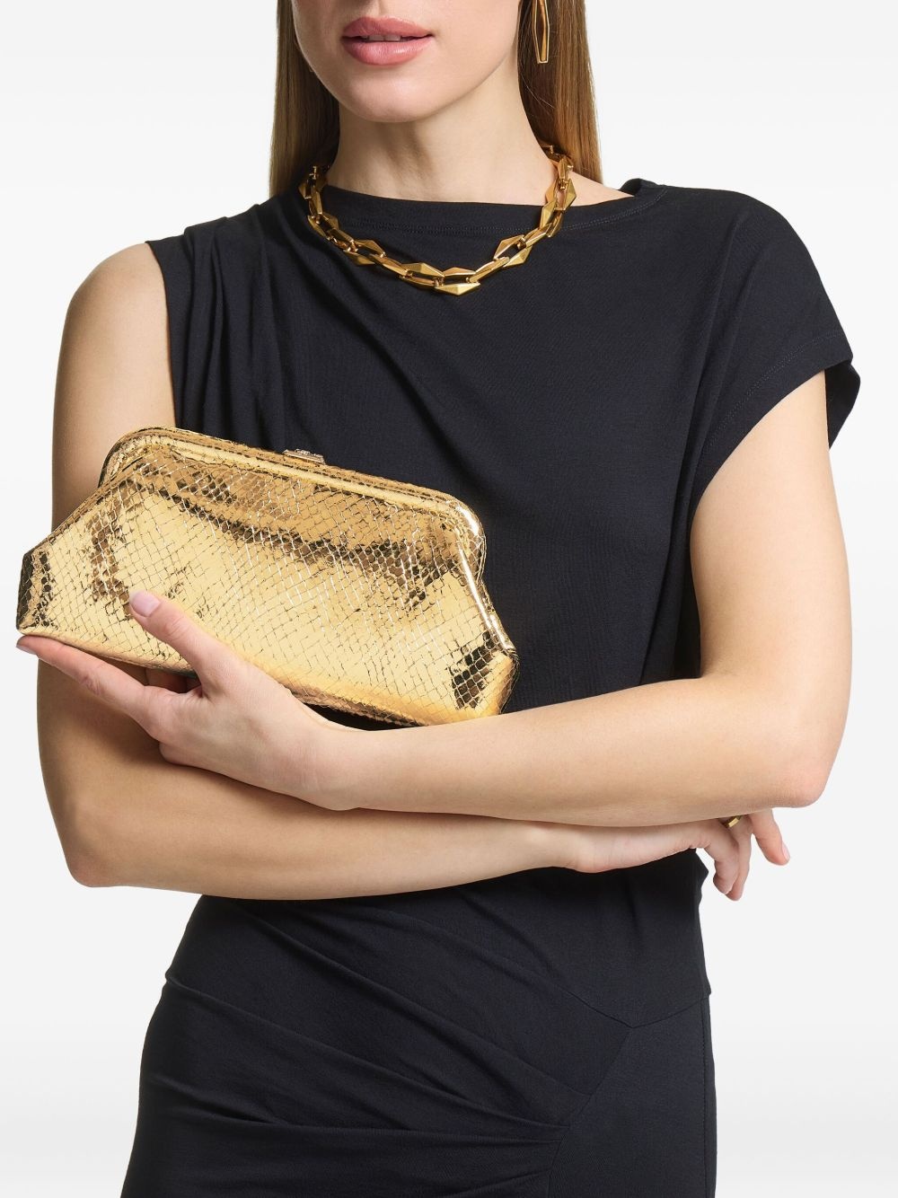 metallic textured clutch bag - 6