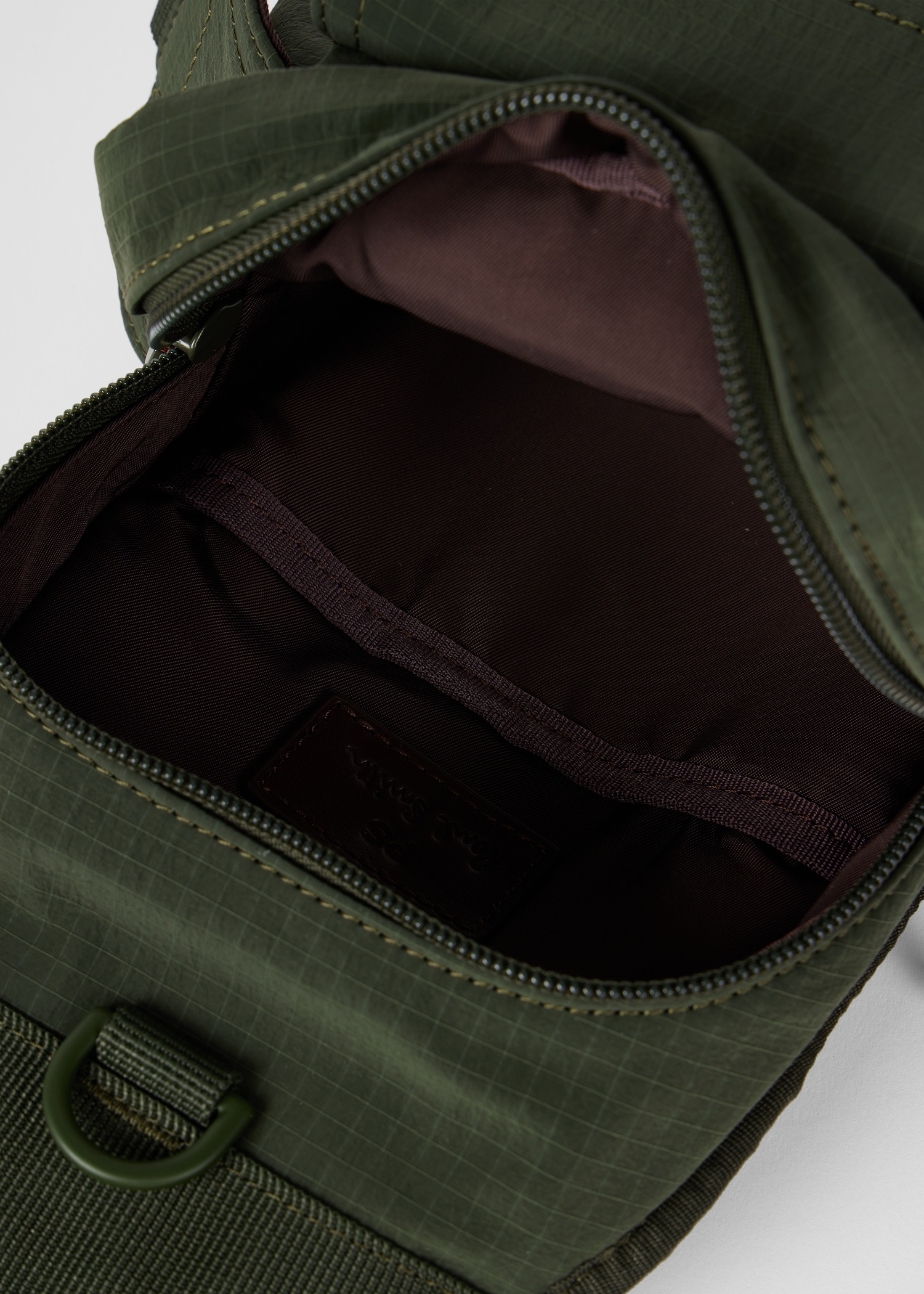 Dark Green Nylon Ripstop Sling Bag - 4
