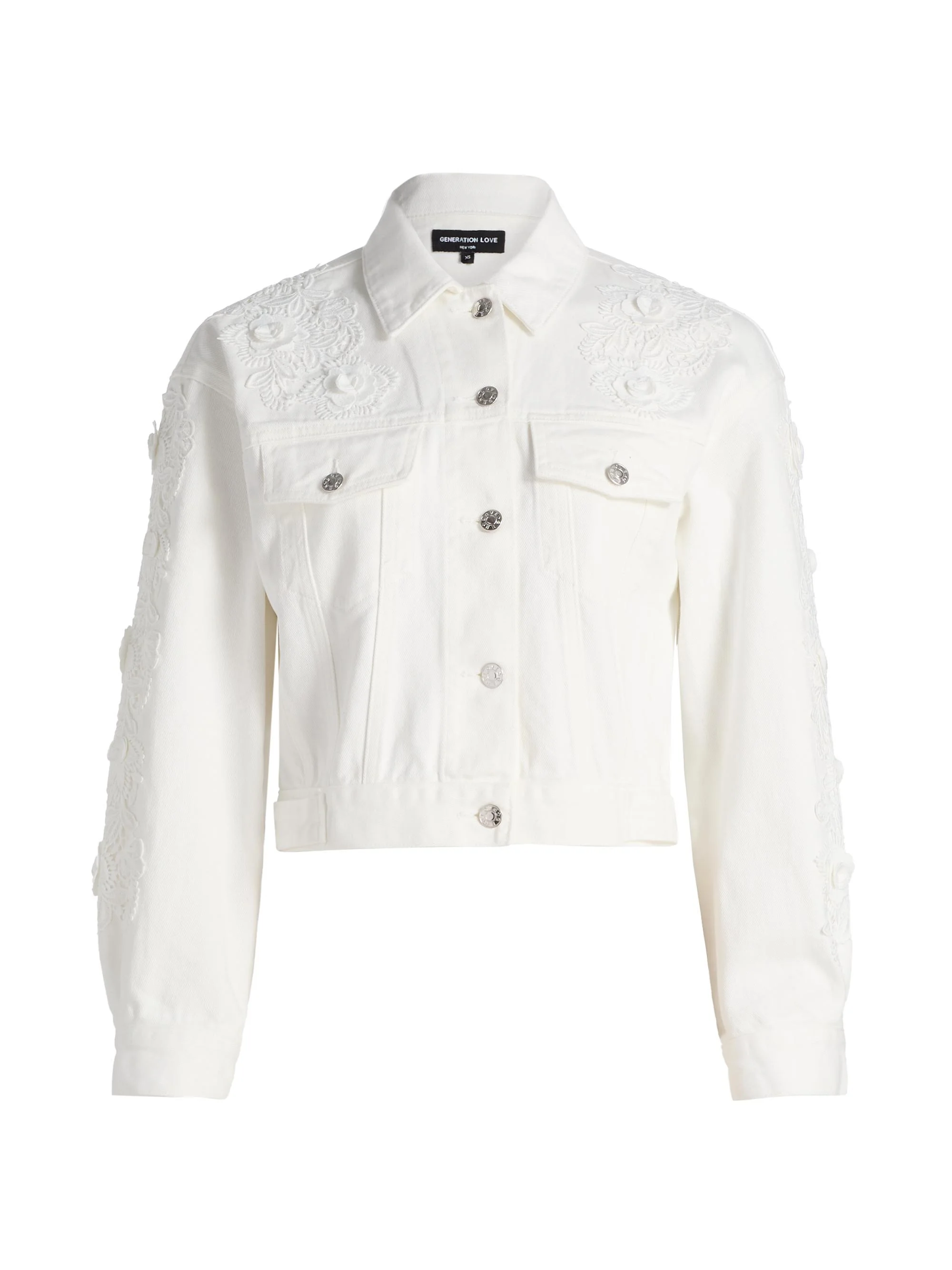 Women's Lexia 3D Lace Combo Denim Jacket - Chalk White - 1