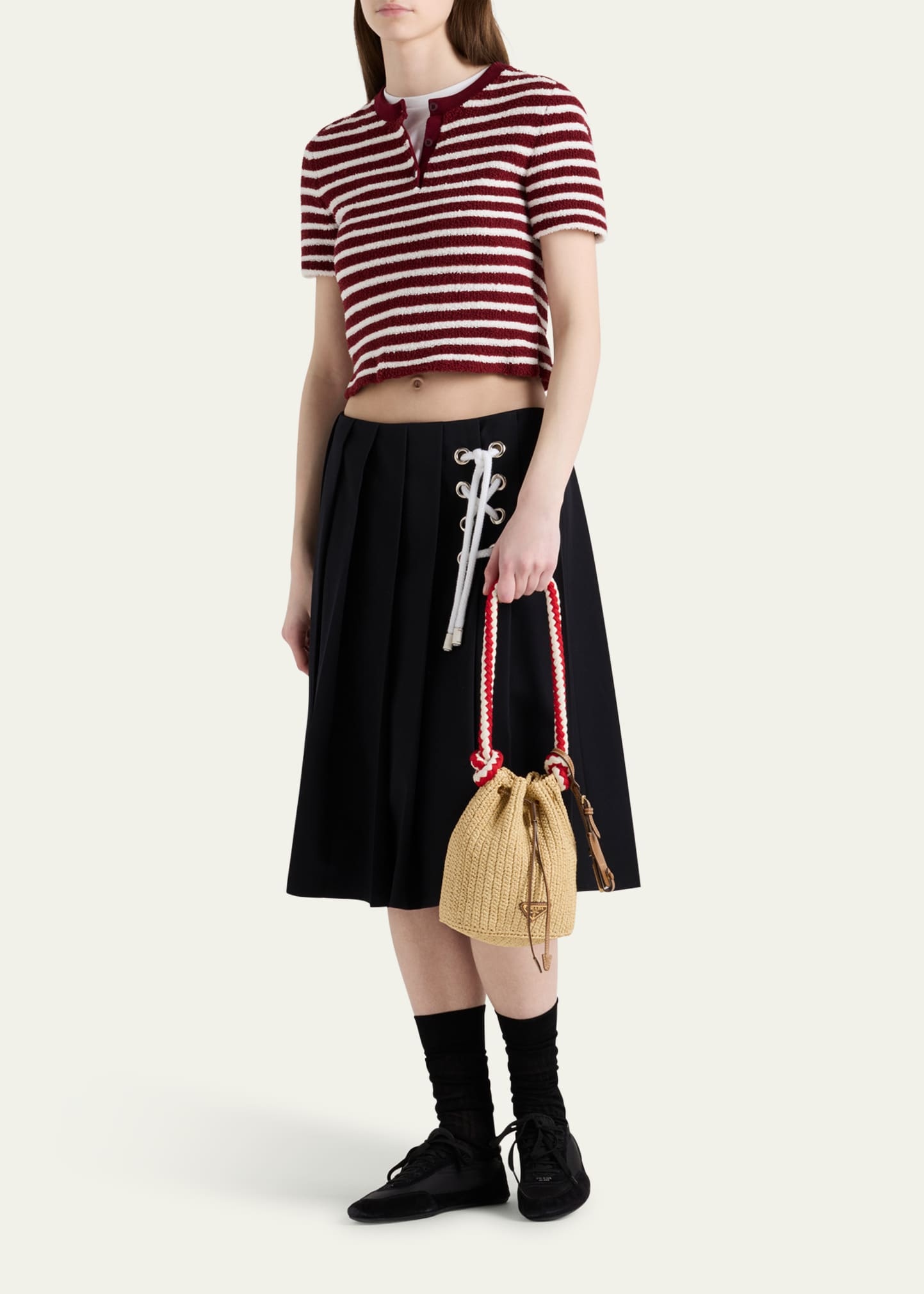 Striped Knit Cropped Top - 2