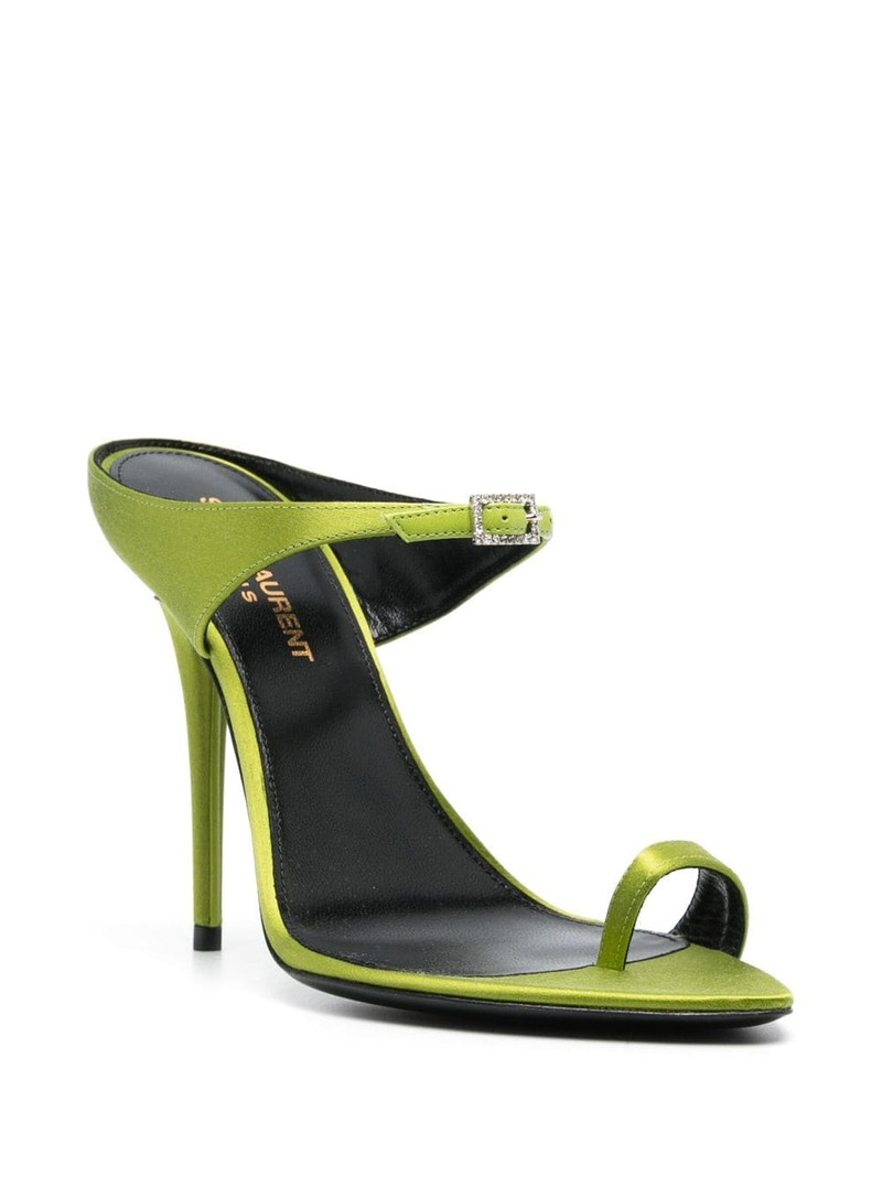 SAINT LAURENT Dive buckle-embellished satin sandals outlook