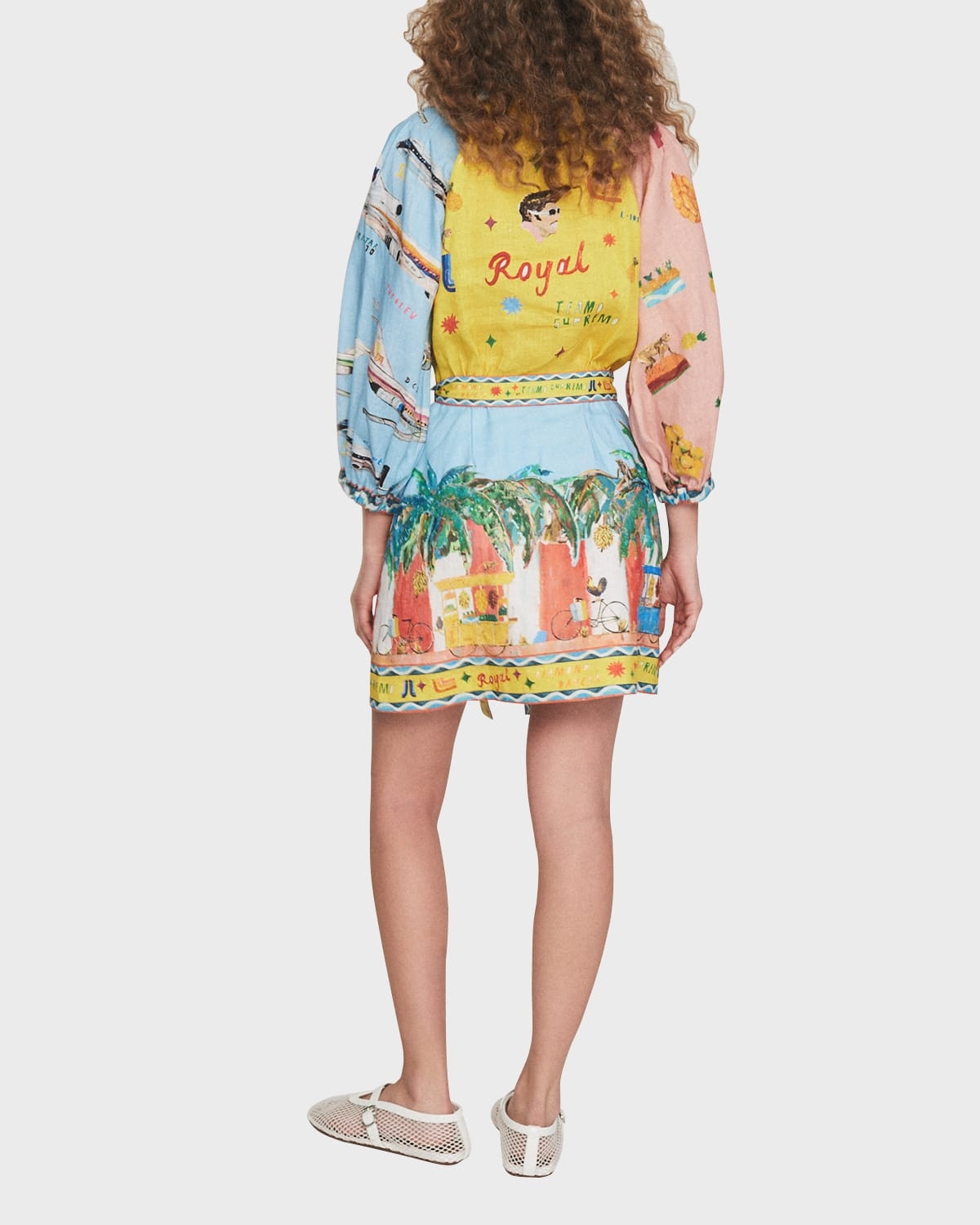 All Aboard Mixed-Print Belted Mini Shirtdress - 3