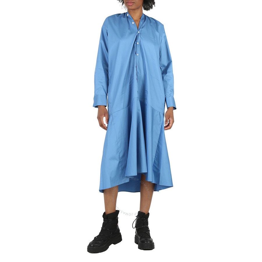 MM6 Maison Margiela Ladies Prussian Blue Asymmetric Cotton Shirt Dress - 4