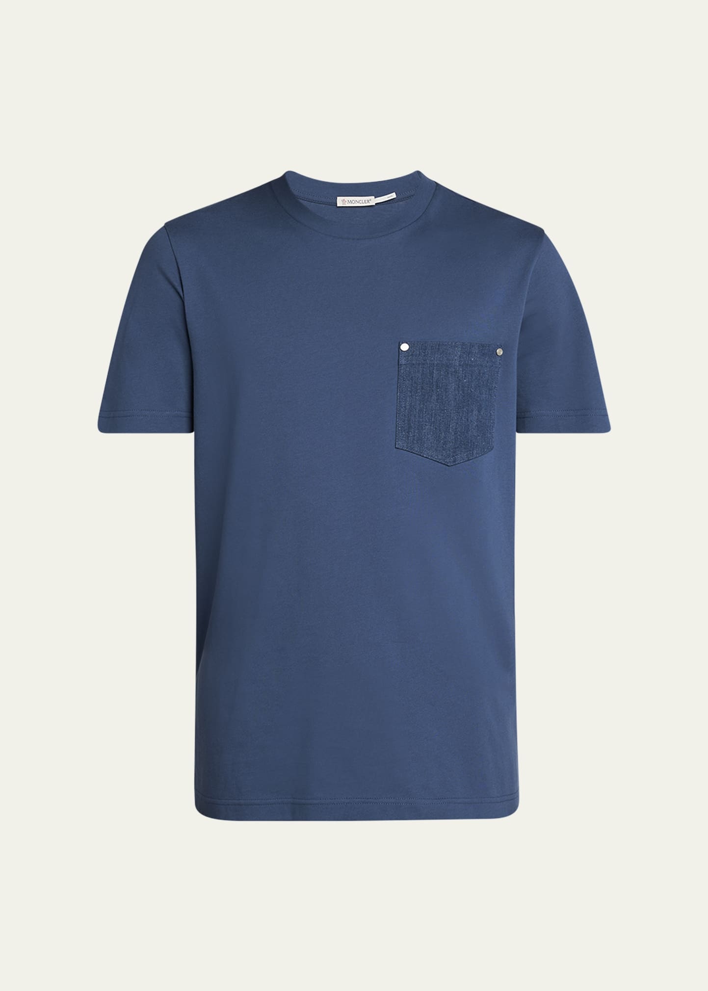 Men's T-Shirt with Denim Pocket - 1