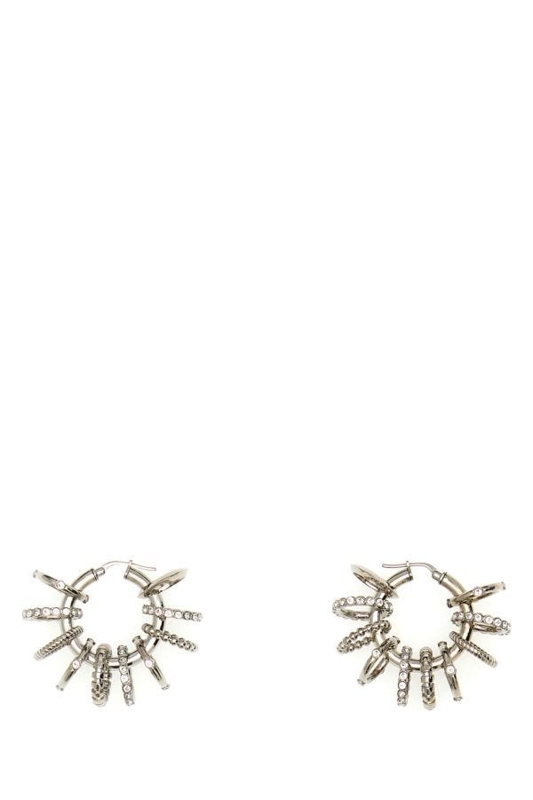 Amina Muaddi Woman Silver Metal Multi Ring Earrings - 1