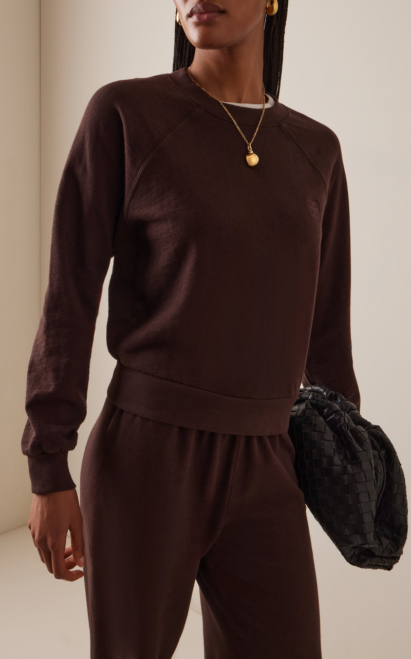 ÉTERNE Shrunken Cotton Sweatshirt brown outlook