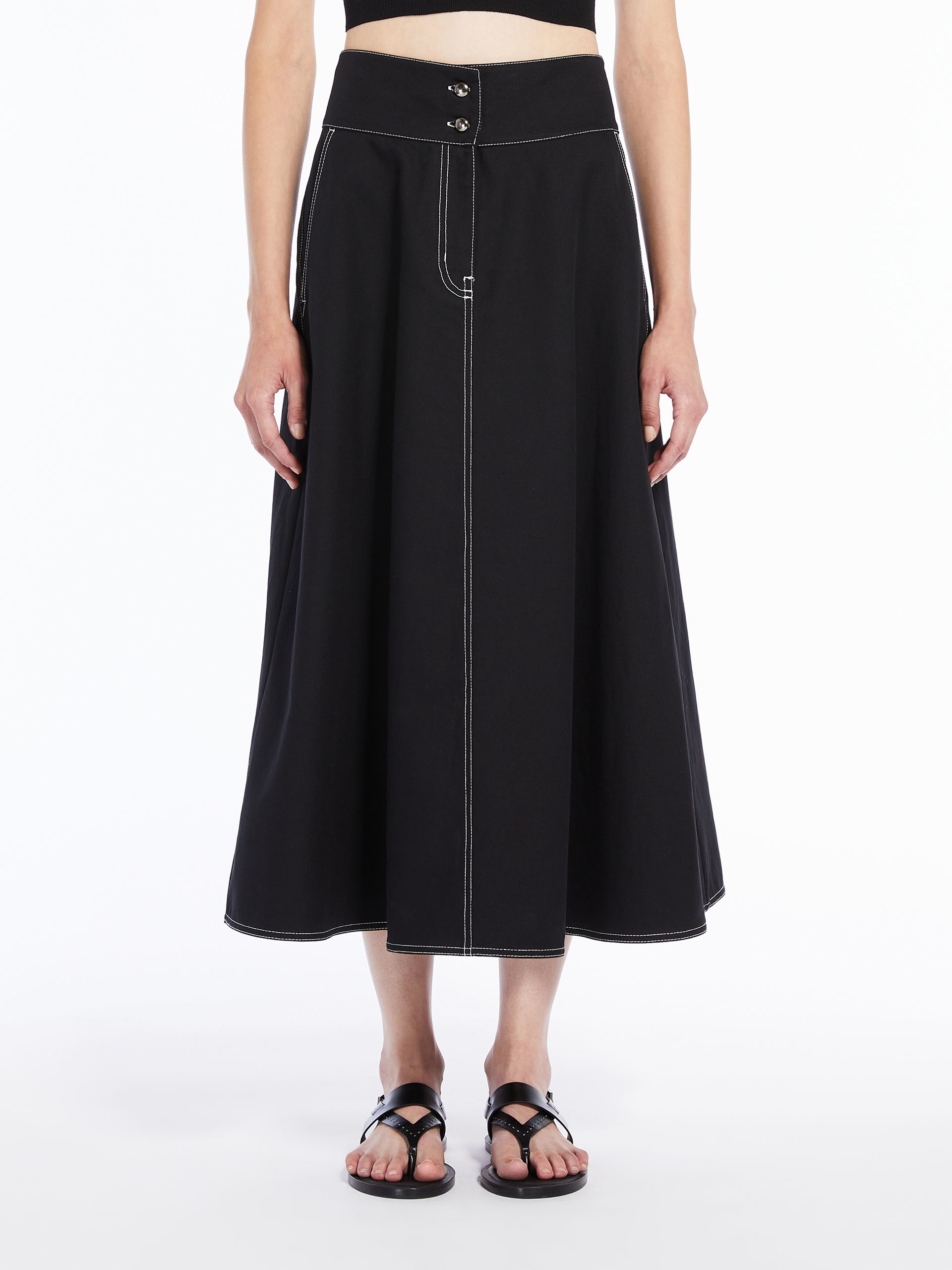 YAMATO Flared skirt in cotton and linen - 3