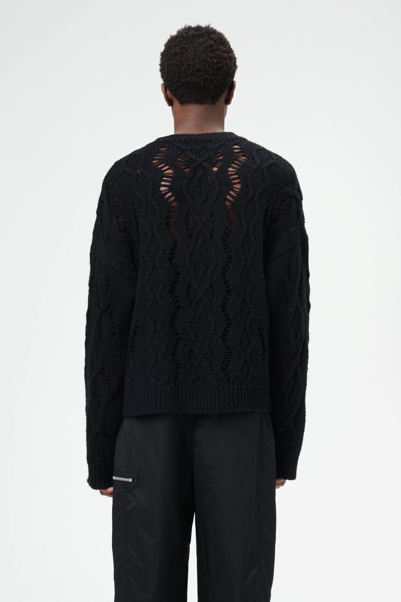 Cable Sonar Roundneck Black Fisherman Wool - 8