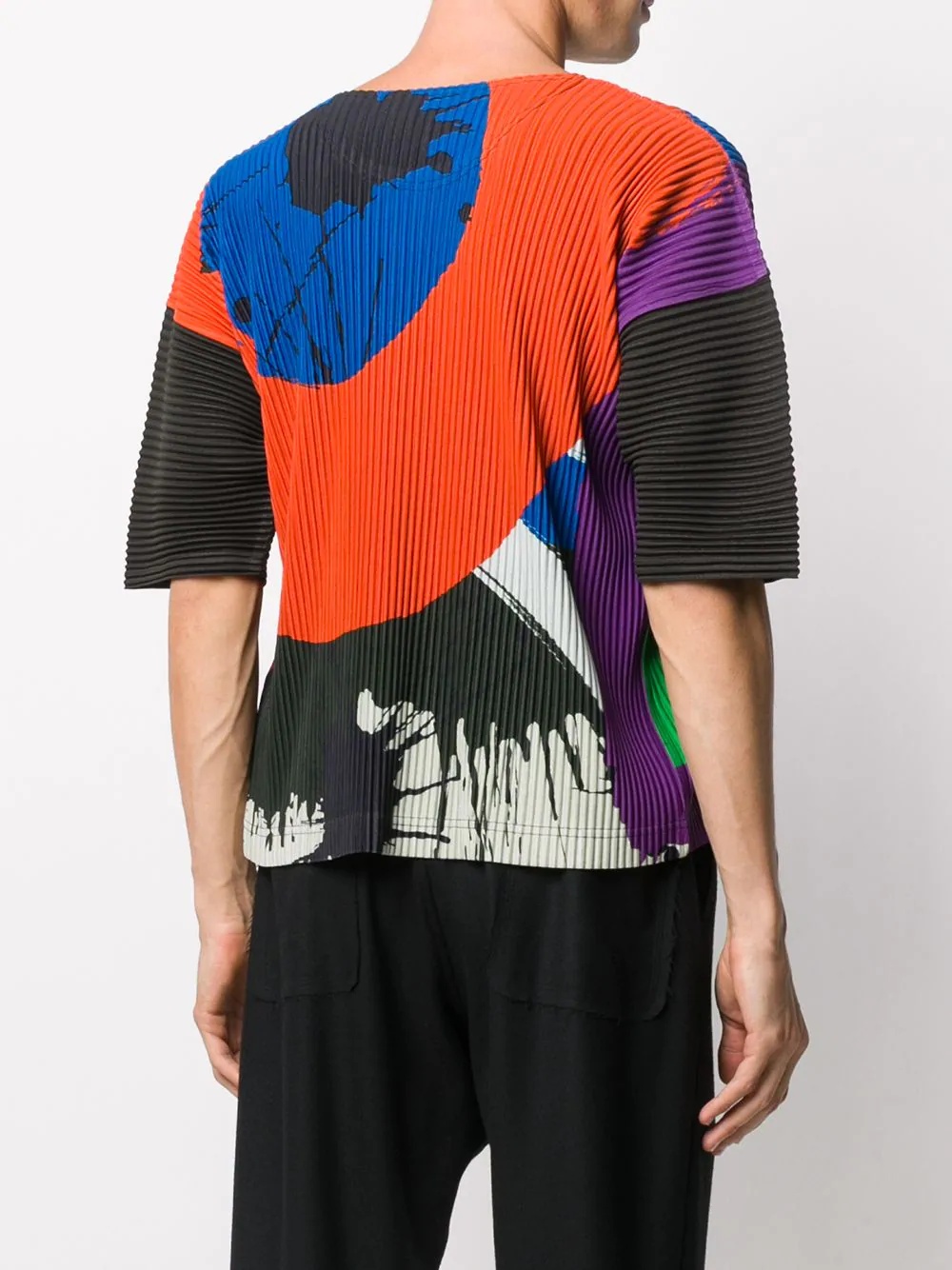 pleated abstract T-shirt - 4