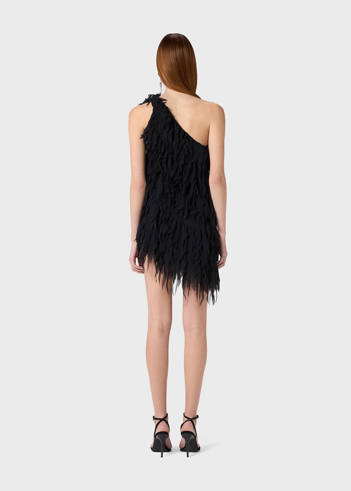 ASYMMETRIC DRESS IN GEORGETTE WITH FRINGES - 4