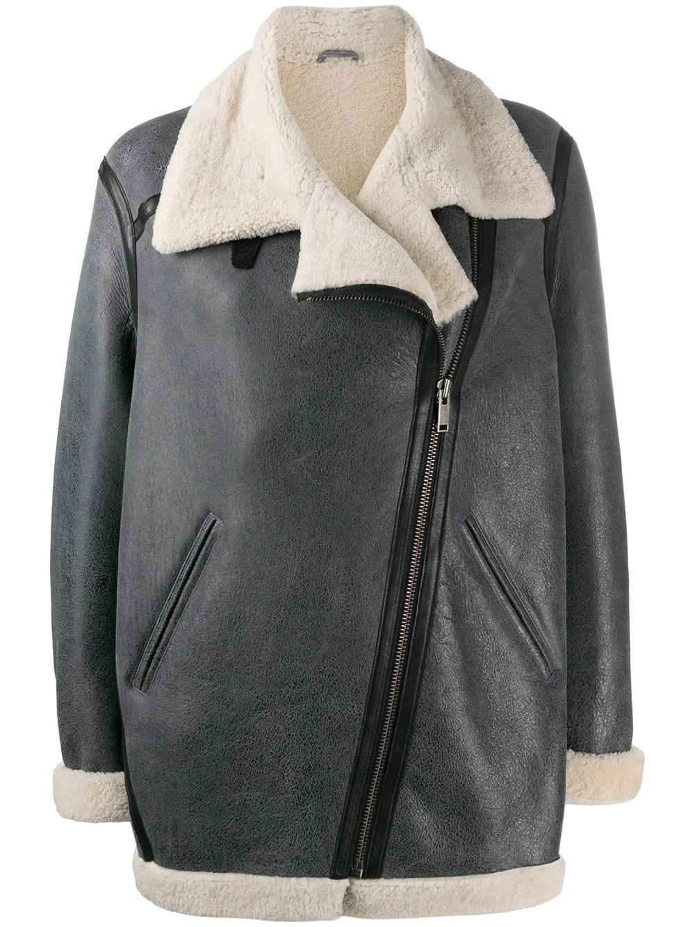 oversized shearling-lined coat - 1