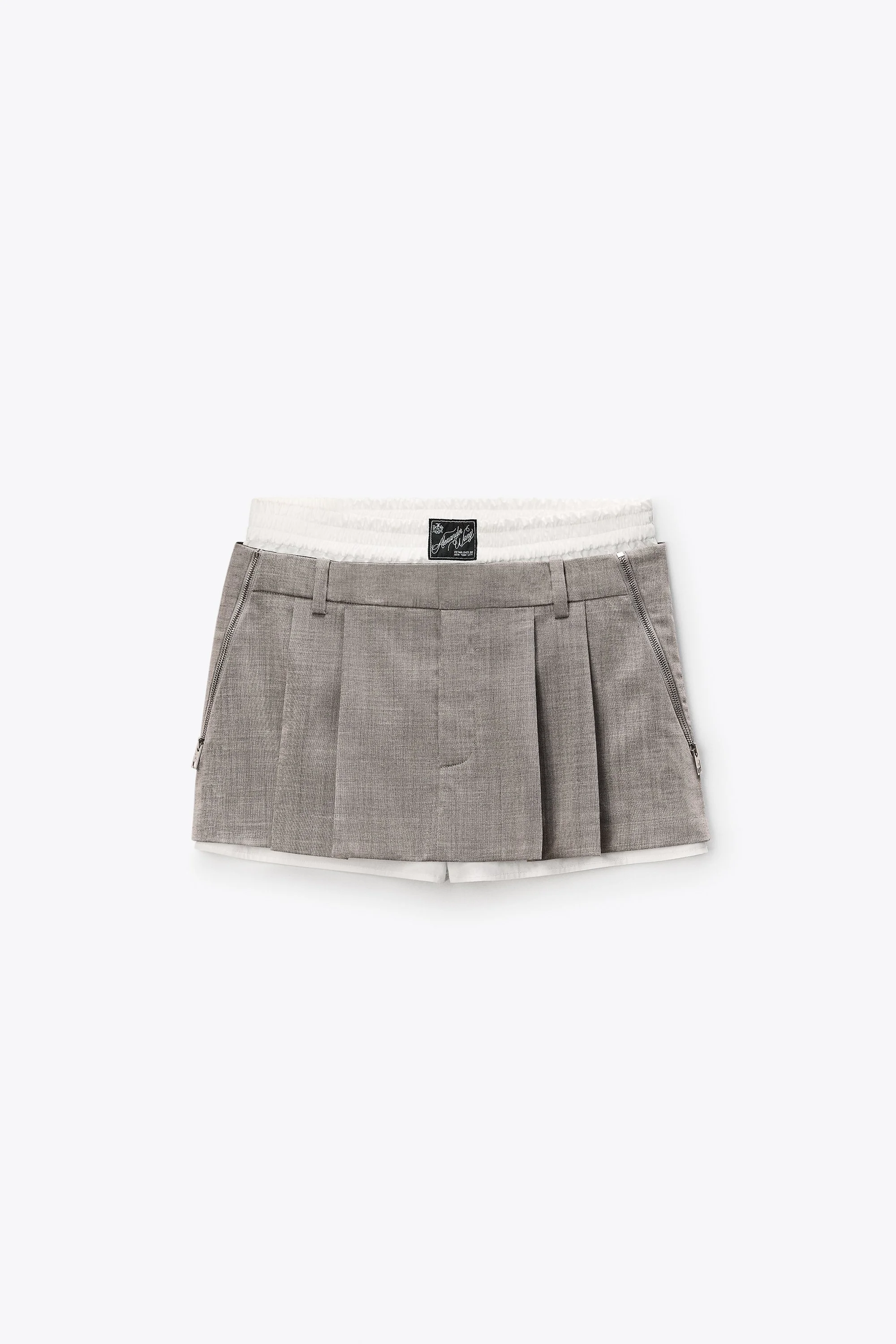ZIP DETAIL PRE-STYLED MID-RISE PLEATED SKORT - 1