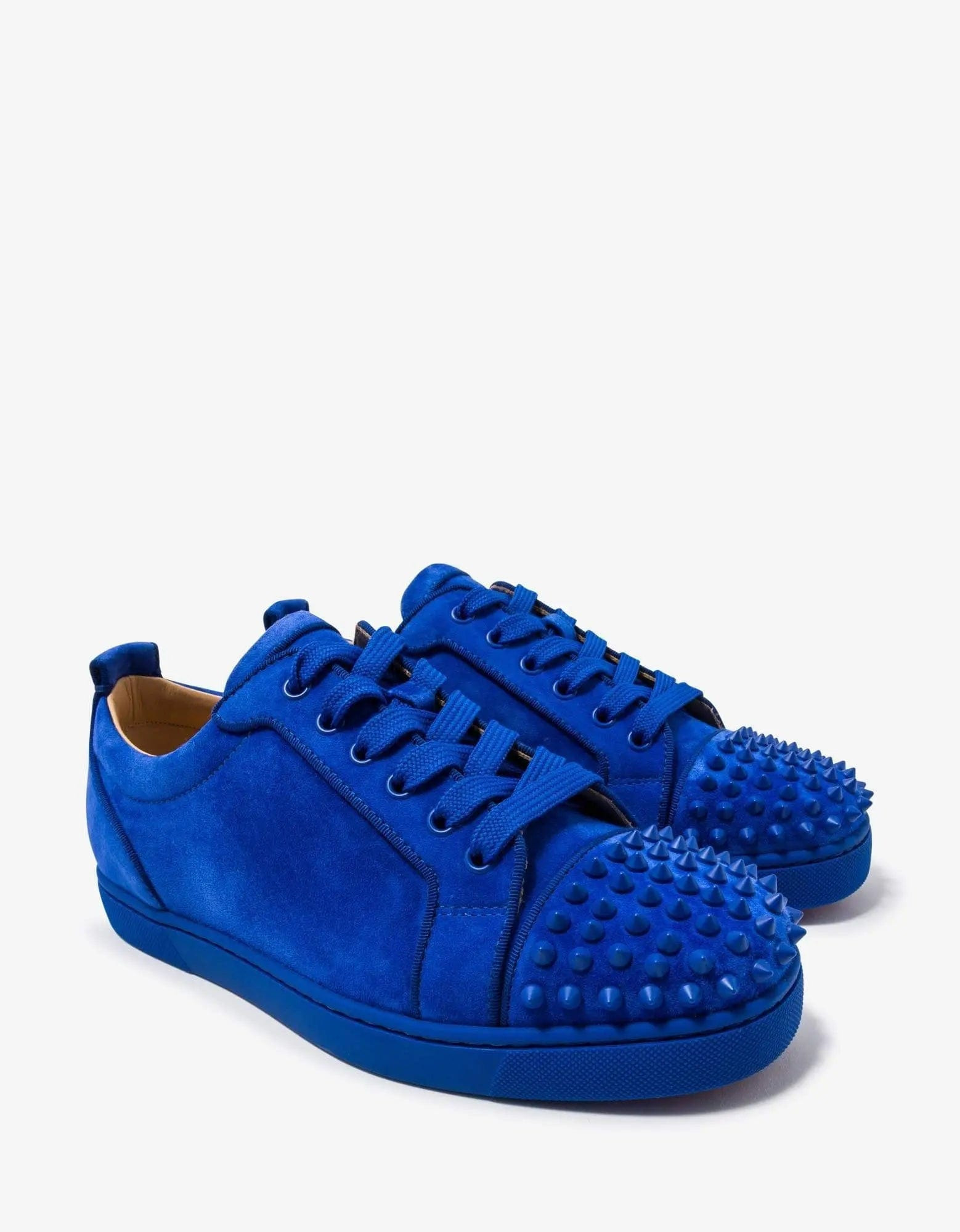 Christian Louboutin Louis Junior Spikes Orlato Blue Suede Trainers - 1
