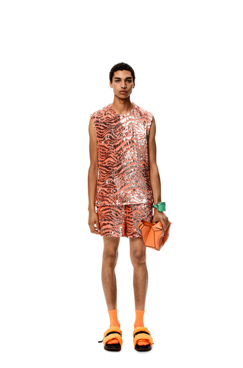 Loewe Sequin emrbroidery shorts in cotton outlook