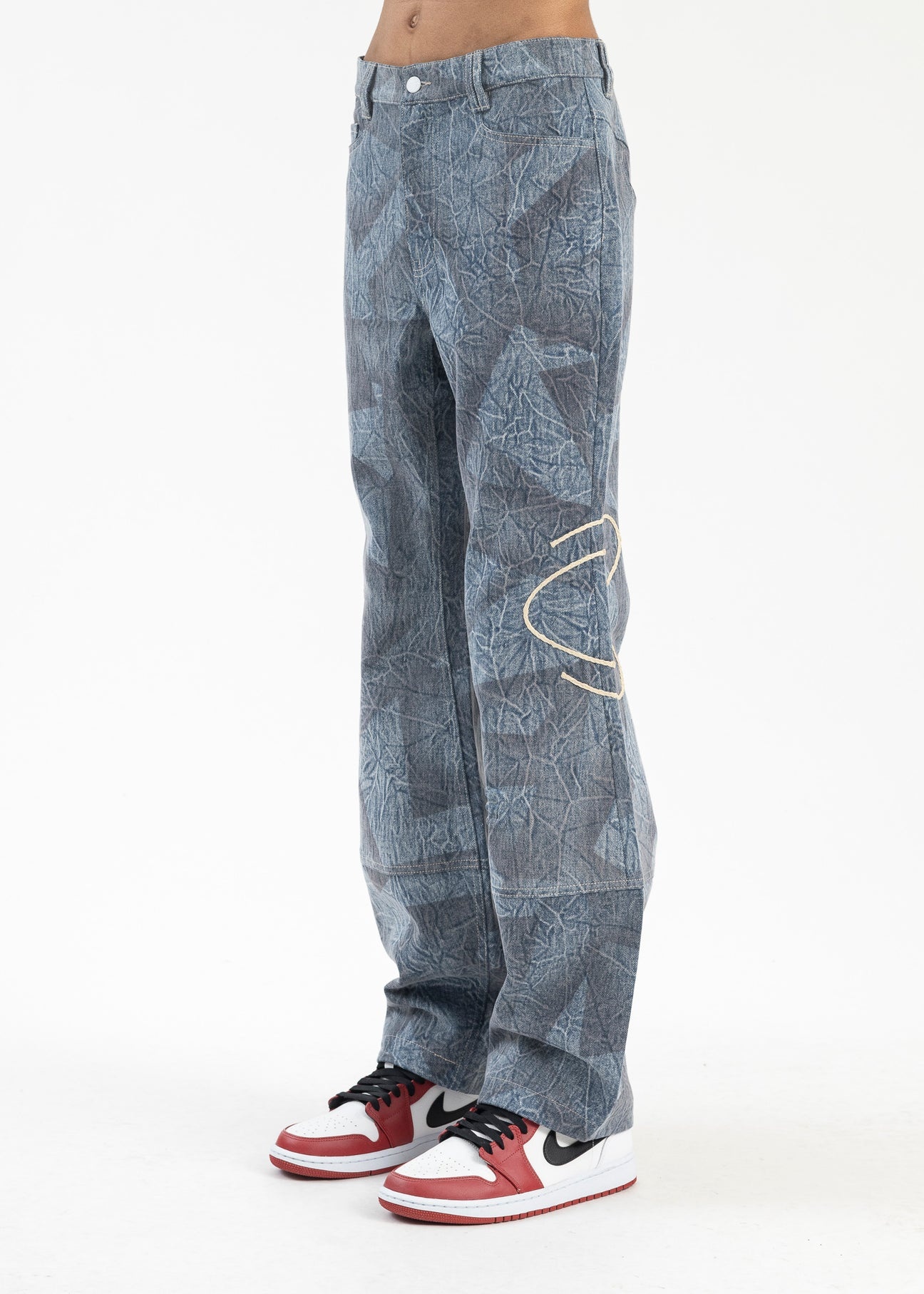 CYBER BLUE JON PATTERN WASHED HOURGLASS JEANS - 3