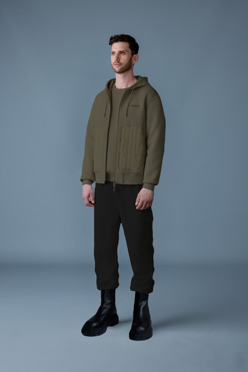 MACKAGE CRUZ Zip-up Hybrid vertical quilt hoodie outlook