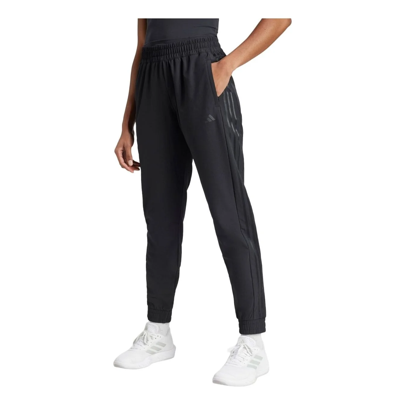 (WMNS) adidas Pacer All Gym 3-Stripes Woven Mid-Rise Pants 'Black' IK5471 - 1